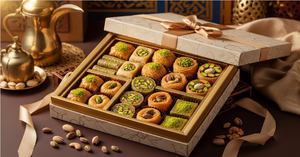 تغليف بقلاوة فاخرة في الكويت – صواني ضيافة مغلفة بأناقة